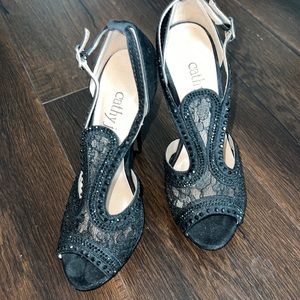 Cathy Jean Black Lace Heels
